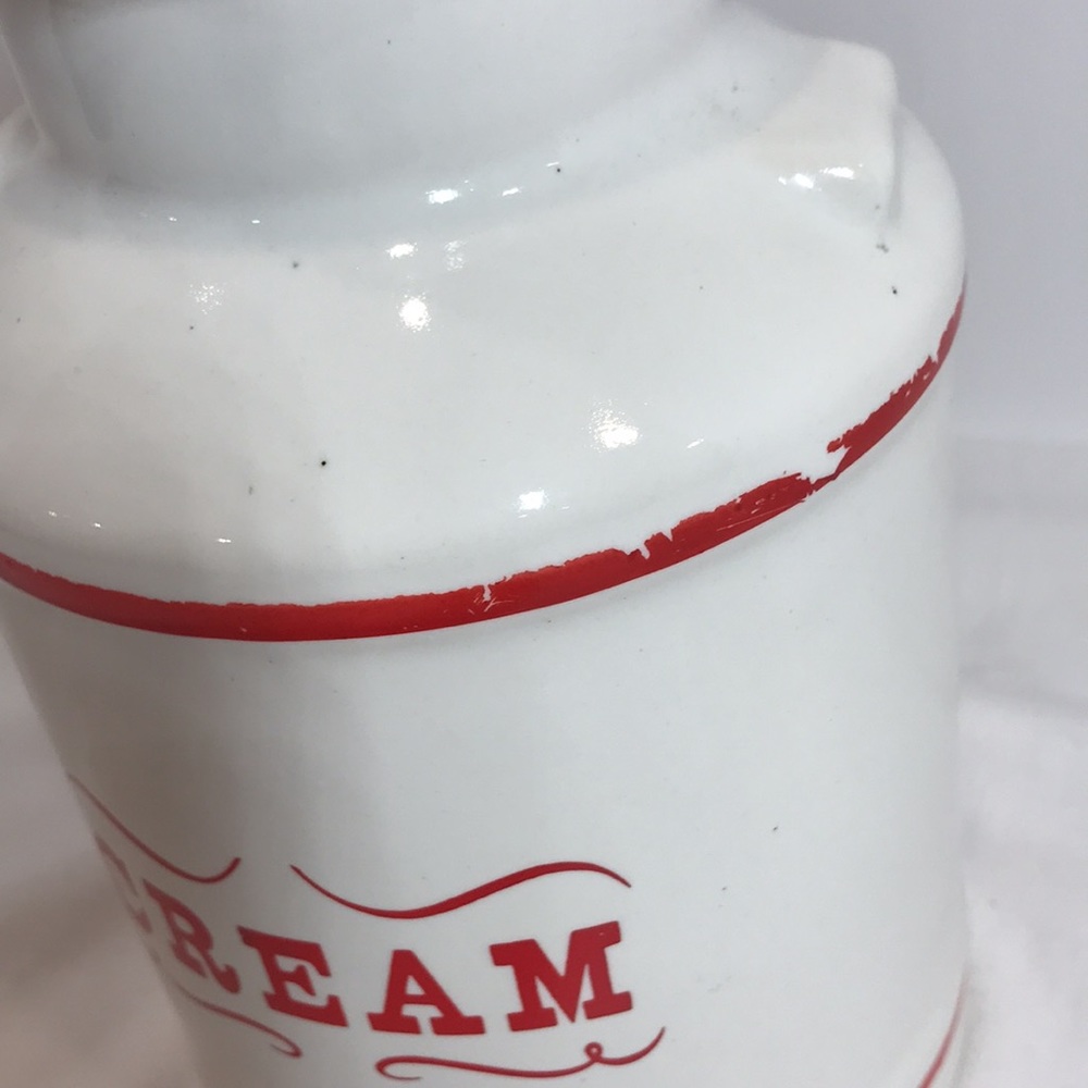 HOUSE OF WEBSTER Vintage Creamer/Milk Jar-white/red lettering and trim-8.5x4.75” - Picture 2 of 7